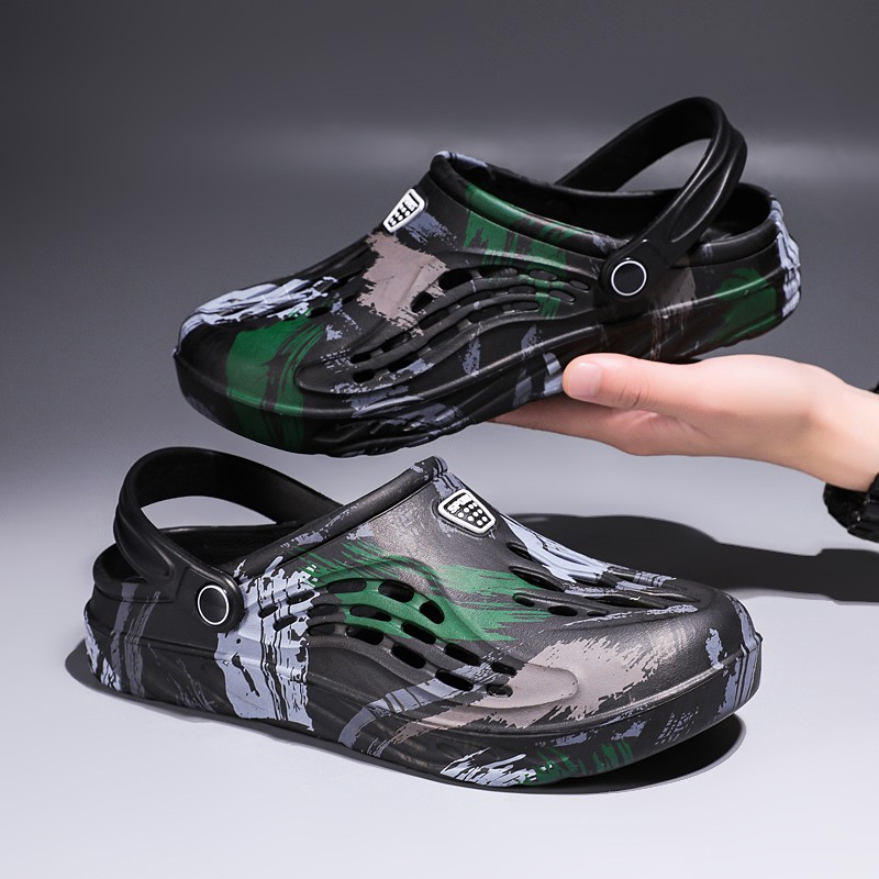 Men'S Shoes Crocs - Sandal Pria Motif Kamuflase Grafiti untuk
